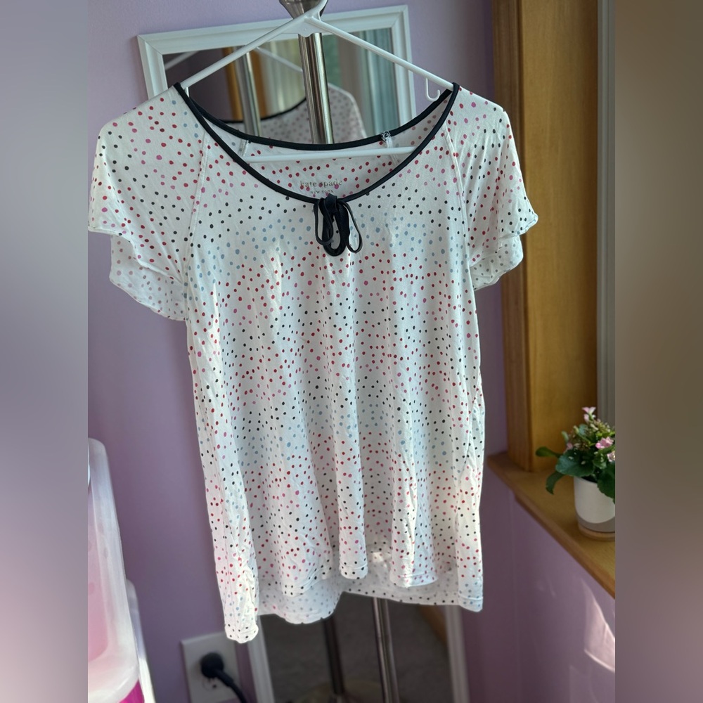 Kate Spade White Polka Dot Pajama Top